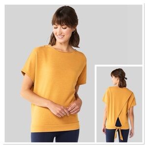 NWOT Women's Sonoma French Terry Back-Tie Shirt Dolman Sleeves, Gold, Large